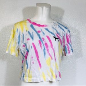 PINK VS CAMPUS TIE DYE CROP TOP SZ XS EUC